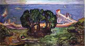 岸边的树木 Trees on the Shore (1904)，爱德华·蒙克