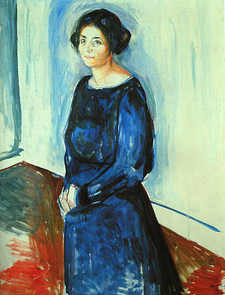 蓝衣女人（巴特夫人） Woman in Blue (Frau Barth) (1921)，爱德华·蒙克