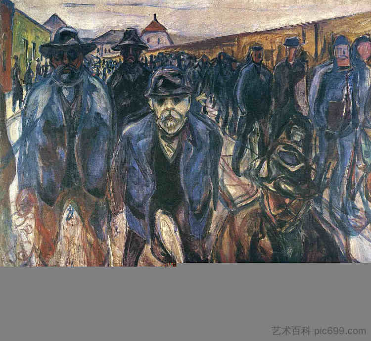 工人在回家的路上 Workers on Their Way Home (1913 - 1915)，爱德华·蒙克