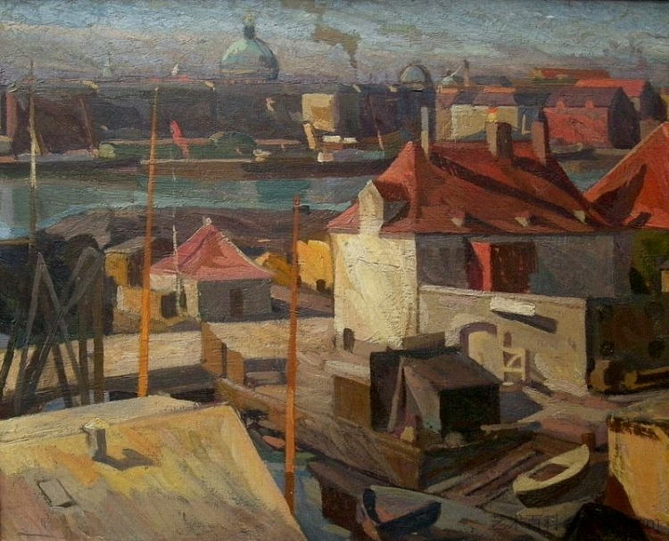 克里斯蒂安港怀尔德广场的景色 View over Wilder's Square, Christianshavn (1906)，爱德华韦伊