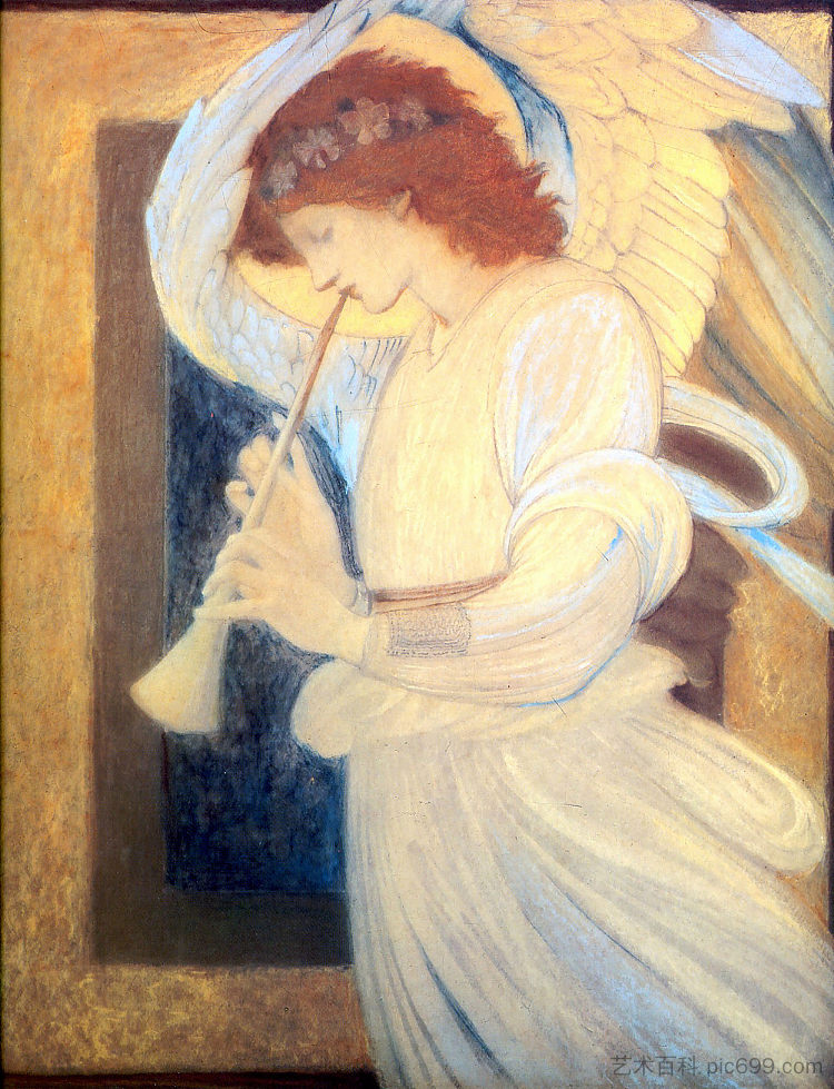 演奏鞭子的天使 An Angel Playing a Flageolet (1878)，爱德华·伯尔尼·琼斯