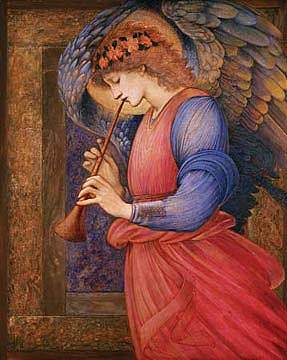 一个天使在弹奏鞭子 An Angel Playing A Flageolet (1878)，爱德华·伯尔尼·琼斯