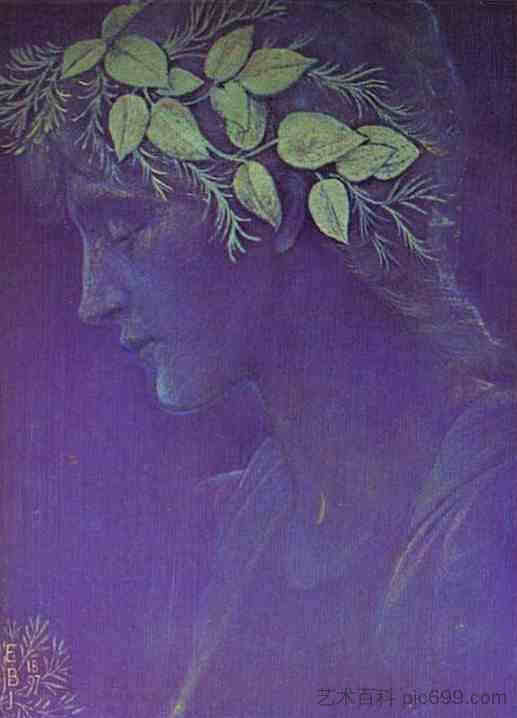 女孩的头 Girl's Head (1897)，爱德华·伯尔尼·琼斯