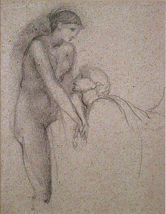 为灵魂而学习 Study for The Soul Attains (c.1870)，爱德华·伯尔尼·琼斯