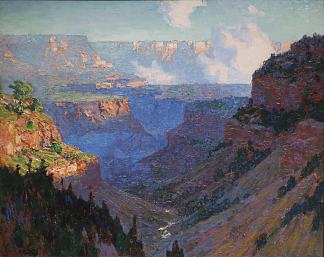 眺望大峡谷 Looking Across the Grand Canyon (c.1910)，爱德华·亨利·波塔斯特