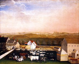 五月早晨大卫·利登农场和牲畜的景色 A May Morning View of the Farm and Stock of David Leedon (1849)，爱德华·希克斯