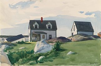 斯阔姆灯塔之家，格洛斯特 Houses of Squam Light, Gloucester (1923)，爱德华·霍普