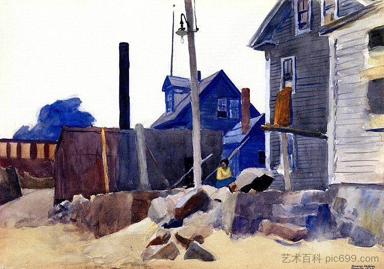 岸边的房子 House on the Shore (1924)，爱德华·霍普