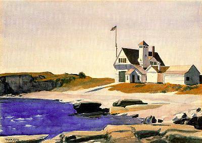 海岸警卫队站，两盏灯，缅因州 Coast Guard Station, Two Lights, Maine (1927)，爱德华·霍普