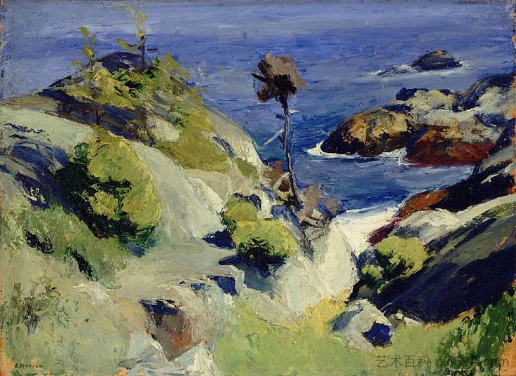 Monhegan景观 Monhegan Landscape (c.1916 - c.1919)，爱德华·霍普