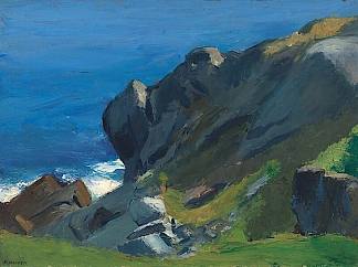 岩石海岸和海洋 Rocky Shore and Sea (c.1916 – c.1919)，爱德华·霍普