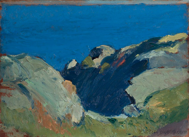 岩石与海洋 Rocks and Sea (c.1916 - c.1919)，爱德华·霍普