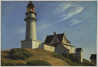 两盏灯下的灯塔 Lighthouse at Two Lights (1929)，爱德华·霍普