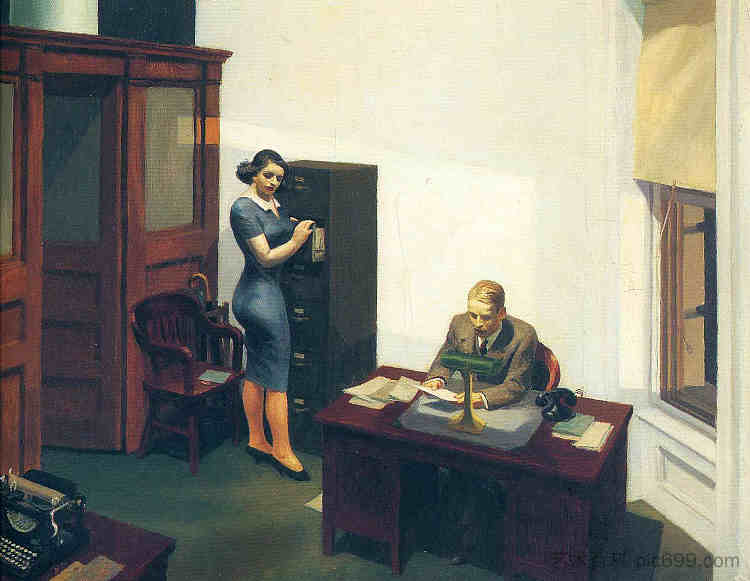 晚上的办公室 Office at Night (1940)，爱德华·霍普