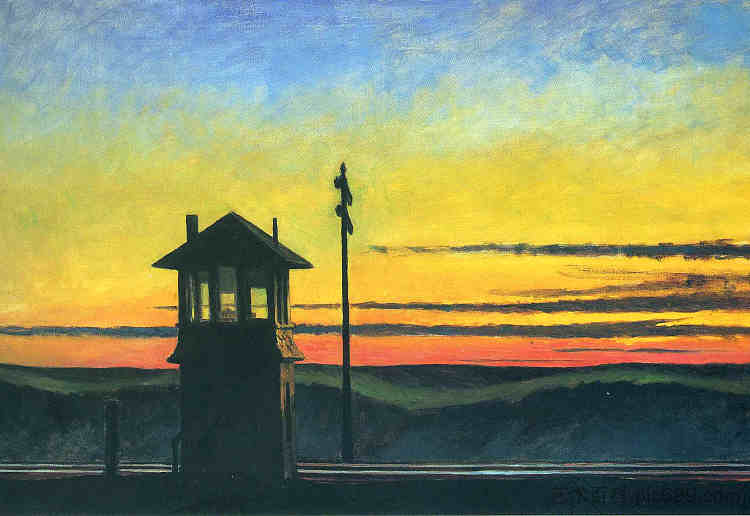 铁路日落 Railroad Sunset (1929)，爱德华·霍普