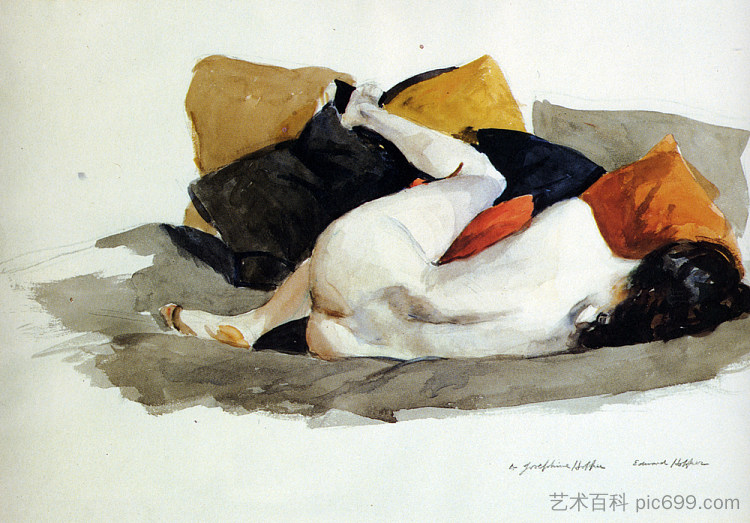 斜倚的裸体 Reclining Nude (c.1924 - c.1927)，爱德华·霍普