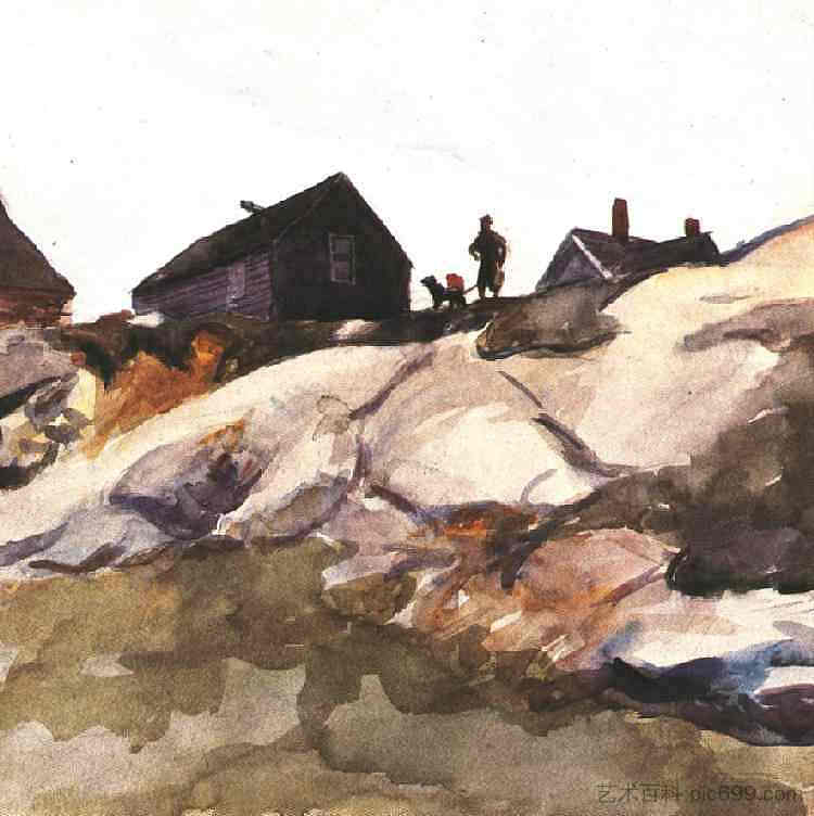 格洛斯特堡的岩石 Rocks at the Fort Gloucester (1924),爱德华·霍普