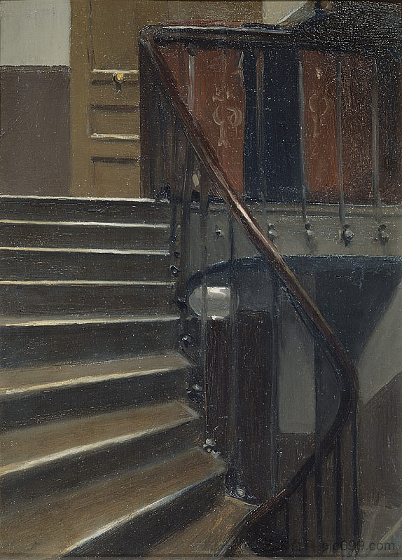 巴黎里尔街 48 号的楼梯 Stairway at 48 rue de Lille, Paris (1906)，爱德华·霍普