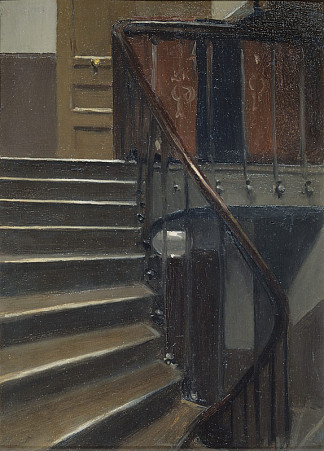 巴黎里尔街 48 号的楼梯 Stairway at 48 rue de Lille, Paris (1906)，爱德华·霍普