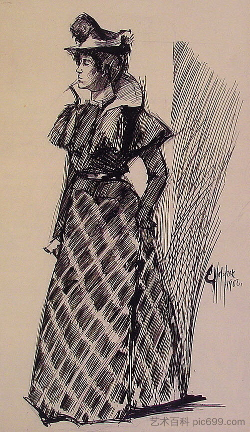 一个站立的女人的研究 Study of a Standing Woman (1900),爱德华·霍普