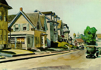 展望街上的太阳（马萨诸塞州格洛斯特） Sun on Prospect Street (Gloucester, Massachusetts) (1934)，爱德华·霍普