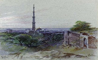 德里库特布塔的景色 A view of the Qutb Minar, Delhi，爱德华·里尔