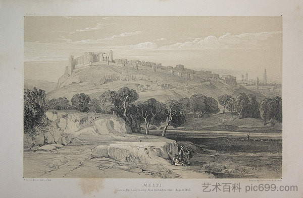 梅尔菲的平版印刷 Lithography of Melfi，爱德华·里尔