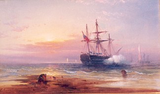 日落时敬礼 Salute at Sunset (1865)，爱德华·莫兰