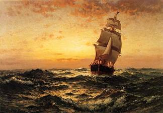 海上的船，日落 Ship at Sea, Sunset，爱德华·莫兰