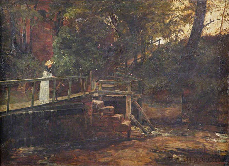 伍斯特郡穆克洛山伯奇山之家的人行天桥 Footbridge at Birch Hill House, Mucklow Hill, Worcestershire (1887)，爱德华.泰勒