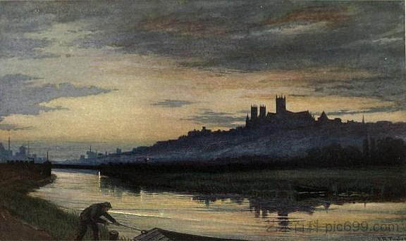 林肯大教堂，晚上 Lincoln Cathedral, Evening (1911)，爱德华.泰勒