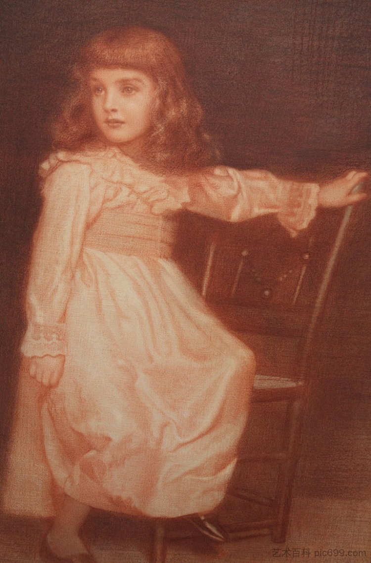 伊莱恩·布朗特的肖像 Portrait of Elaine Blunt (1895),爱德华·罗伯特·休斯