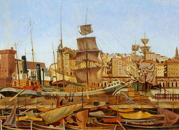 马赛港，码头杜港 Marseilles Harbour, Quai du Port (1924)，爱德华·沃兹沃思