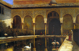 阿罕布拉宫的法院 A Court in the Alhambra (1876)，埃德温·罗德·威克斯