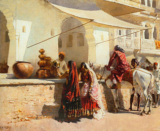 印度街头市场场景 A Street Market Scene, India (1887)，埃德温·罗德·威克斯