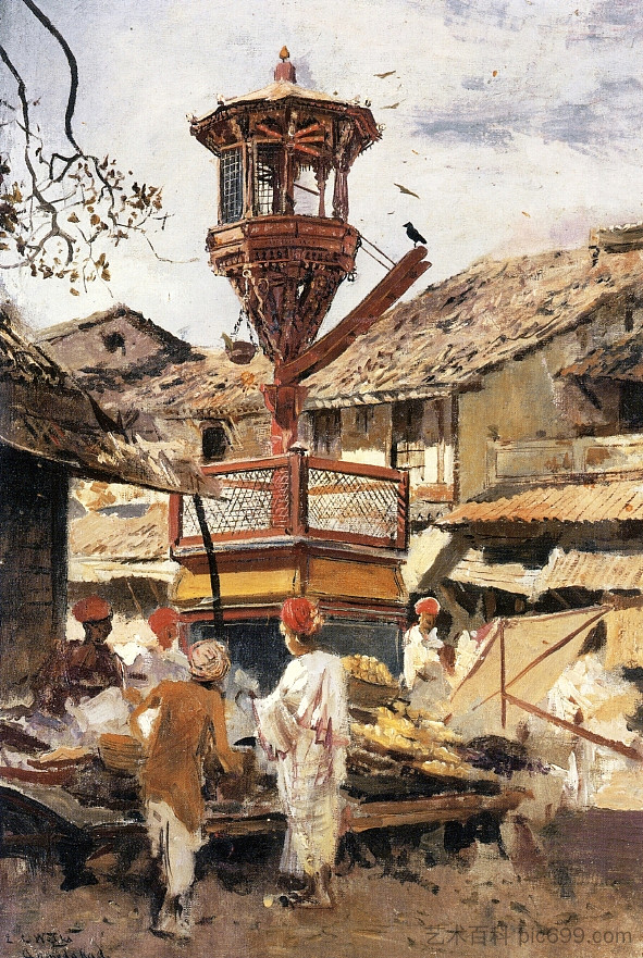 鸟舍和市场 艾哈迈达巴德， 印度 Birdhouse and Market Ahmedabad, India (1887 - 1892)，埃德温·罗德·威克斯