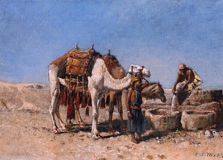 井边的骆驼，丹吉尔 Camels at a Well, Tangiers (1880)，埃德温·罗德·威克斯