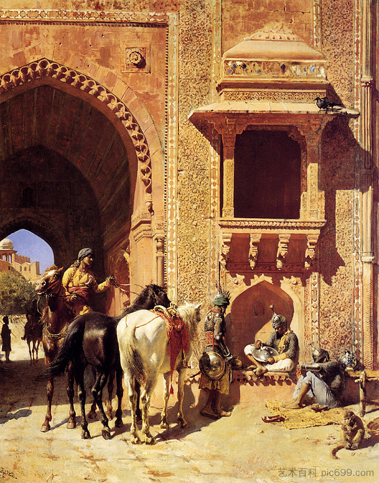 印度阿格拉堡垒之门 Gate Of The Fortress At Agra, India，埃德温·罗德·威克斯