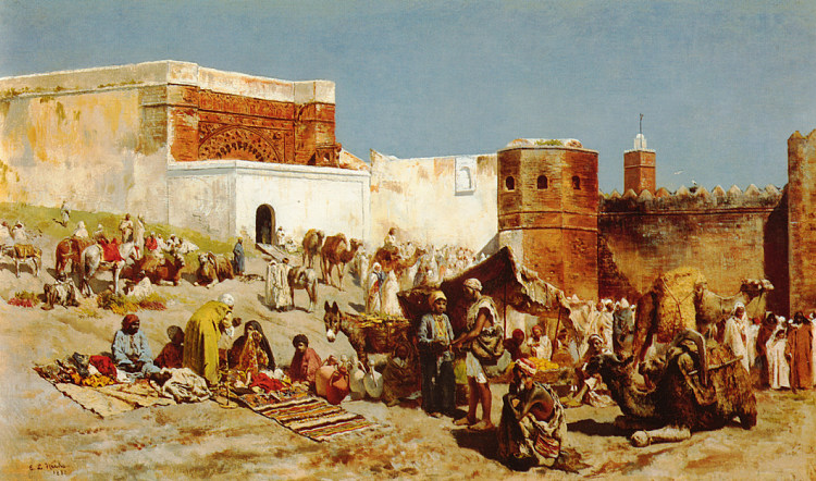 开放市场，摩洛哥 Open Market, Morocco (1880)，埃德温·罗德·威克斯