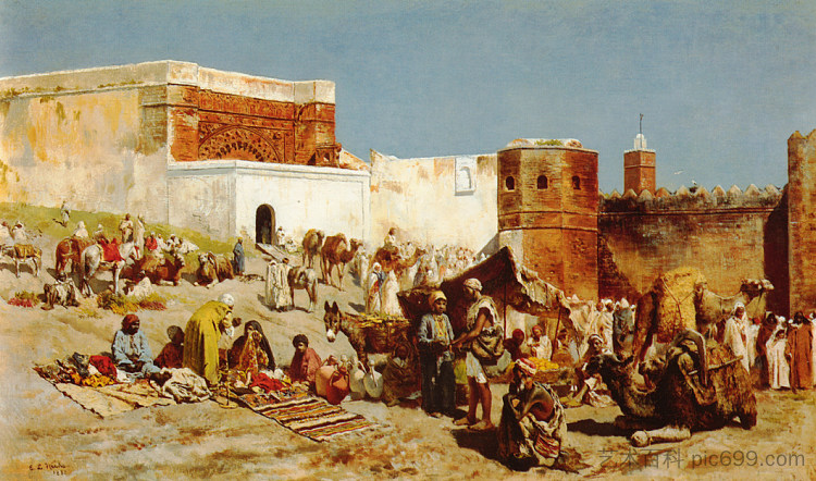 开放市场，摩洛哥 Open Market, Morocco (1880)，埃德温·罗德·威克斯