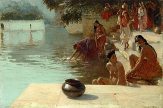 女人的沐浴场所I Oodeypore，印度 Woman’s Bathing Place I Oodeypore, India (c.1895)，埃德温·罗德·威克斯