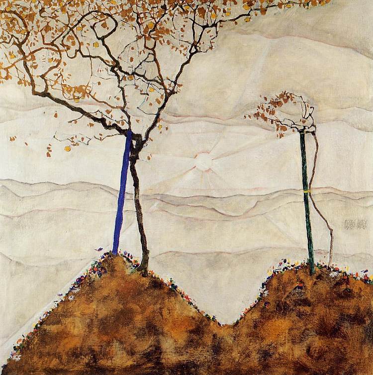 秋天的太阳I（旭日东升） Autumn Sun I (Rising Sun) (1912)，埃贡·席勒