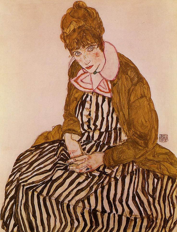 伊迪丝·席勒，坐着 Edith Schiele, Seated (1915; Vienna,Austria  )，埃贡·席勒