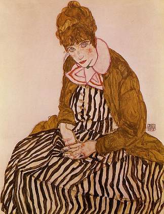 伊迪丝·席勒，坐着 Edith Schiele, Seated (1915; Vienna,Austria                     )，埃贡·席勒