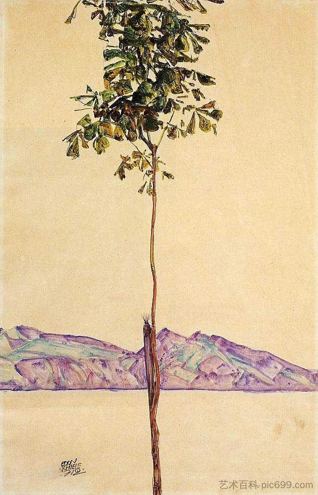 小树（博登湖的栗子树） Little Tree (Chestnut Tree at Lake Constance) (1912)，埃贡·席勒