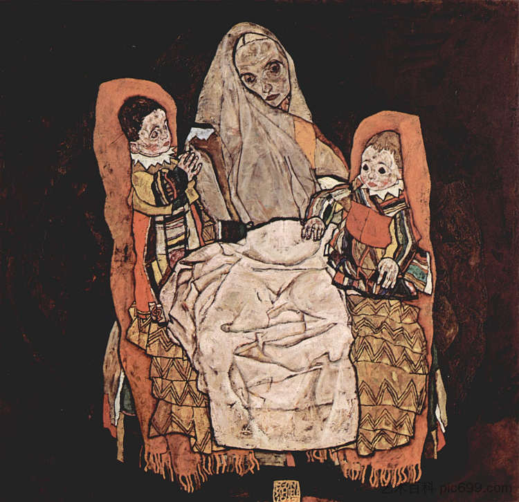 有两个孩子的母亲 Mother with Two Children (1917; Vienna,Austria  )，埃贡·席勒