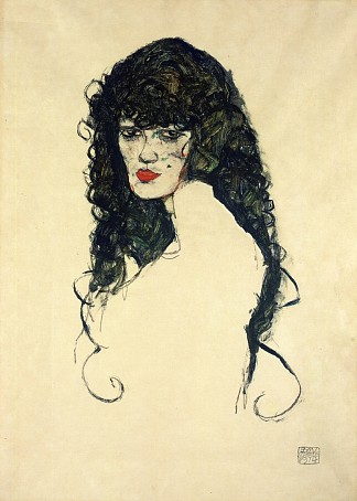 黑发女人的肖像 Portrait of a Woman with Black Hair (1914; Vienna,Austria                     )，埃贡·席勒