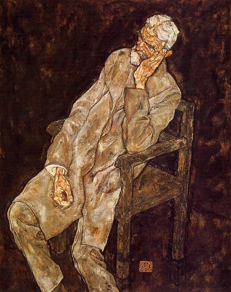 一个老人的肖像（约翰·哈姆斯） Portrait of an Old Man (Johann Harms) (1916; Vienna,Austria  )，埃贡·席勒