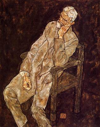 一个老人的肖像（约翰·哈姆斯） Portrait of an Old Man (Johann Harms) (1916; Vienna,Austria                     )，埃贡·席勒