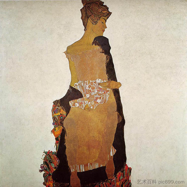 格蒂·席勒的肖像 Portrait of Gerti Schiele (1909; Vienna,Austria  )，埃贡·席勒